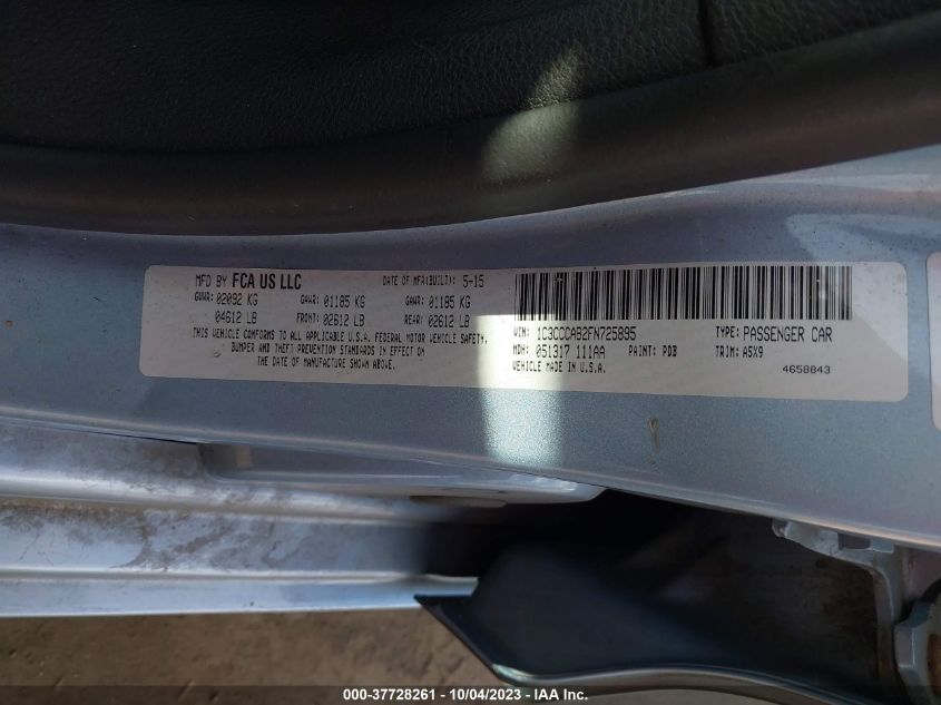 2015 CHRYSLER 200 LIMITED - 1C3CCCAB2FN725895