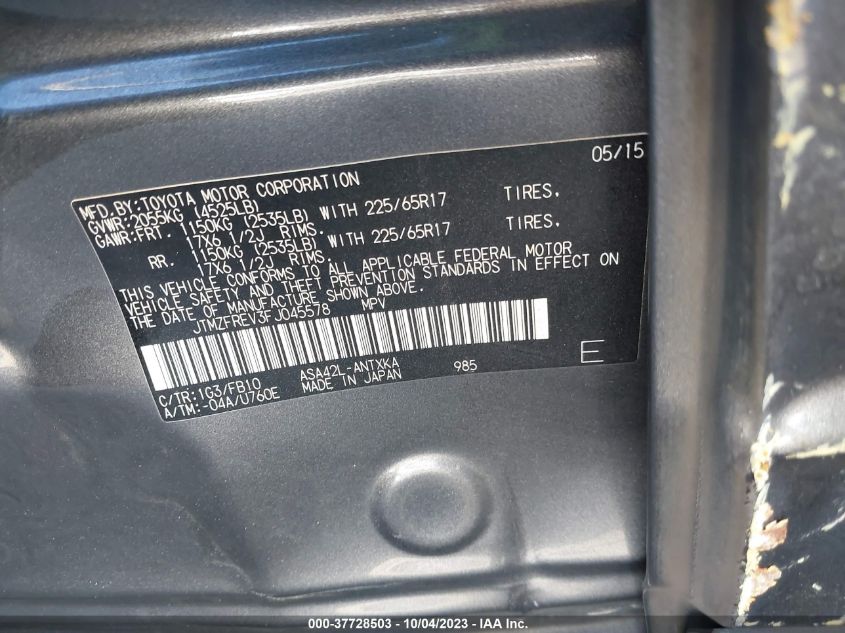 2015 TOYOTA RAV4 LE - JTMZFREV3FJ045578