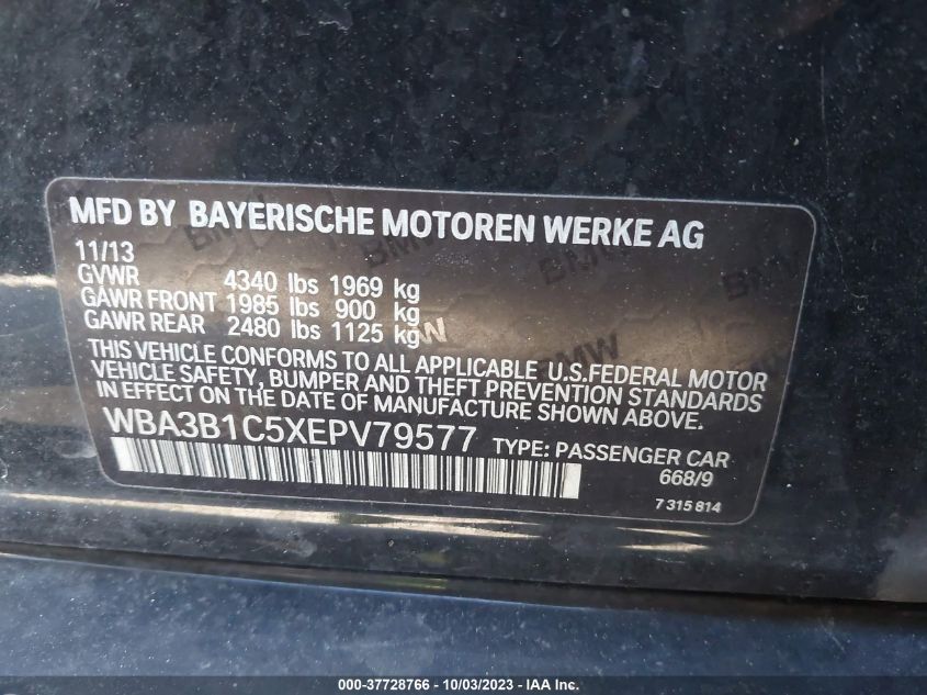 2014 BMW 3 SERIES 320I - WBA3B1C5XEPV79577