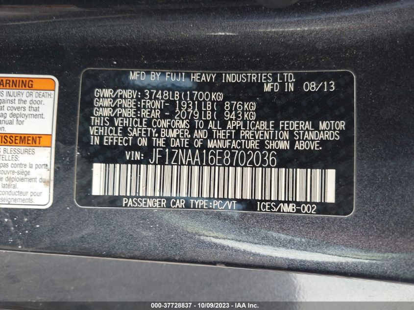 2014 TOYOTA SCION FR-S JF1ZNAA16E8702036