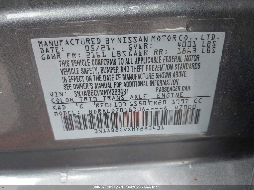 2021 NISSAN SENTRA SV - 3N1AB8CVXMY283431