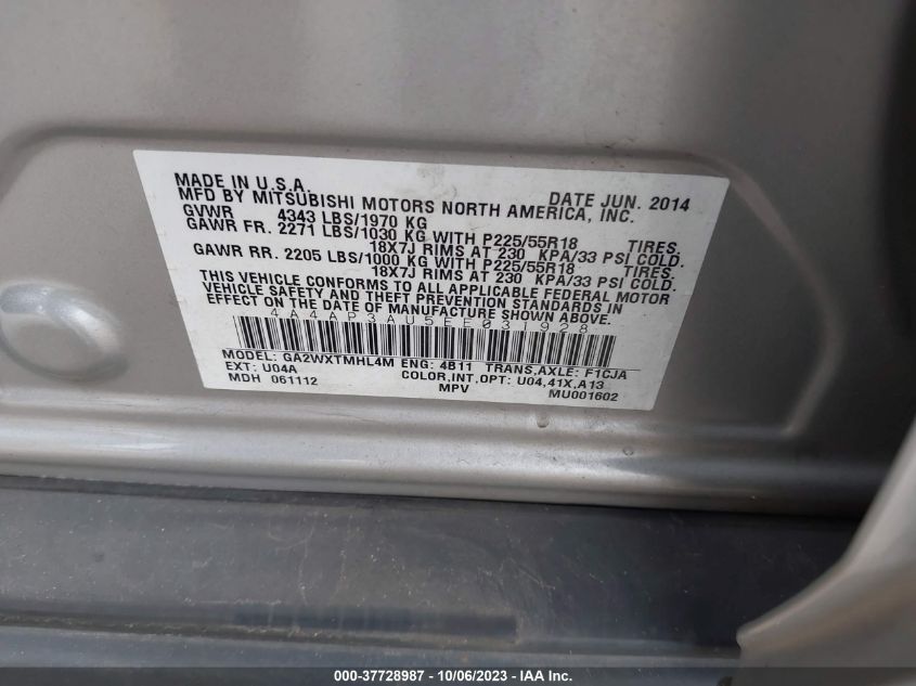 2014 MITSUBISHI OUTLANDER SPORT ES - 4A4AP3AU5EE031928