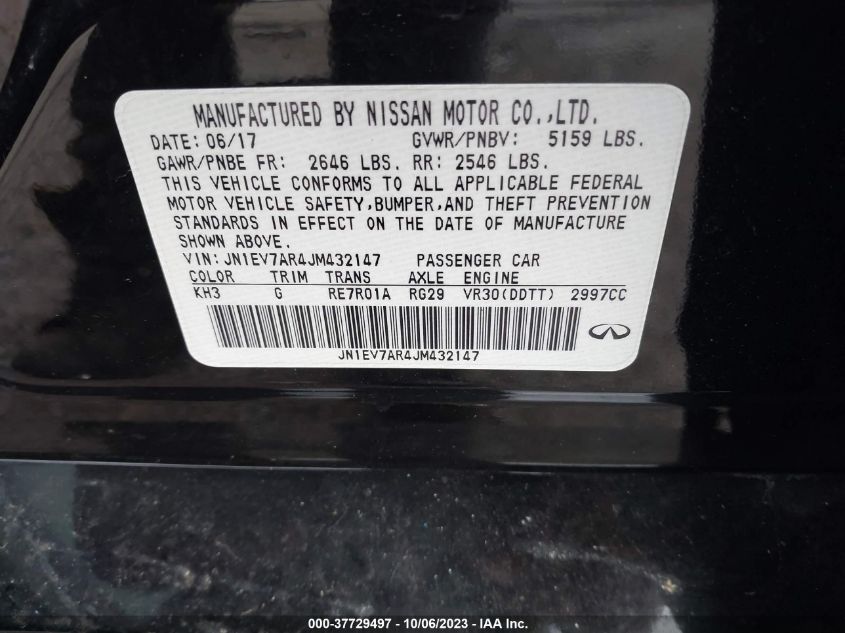 2018 INFINITI Q50 3.0T LUXE - JN1EV7AR4JM432147