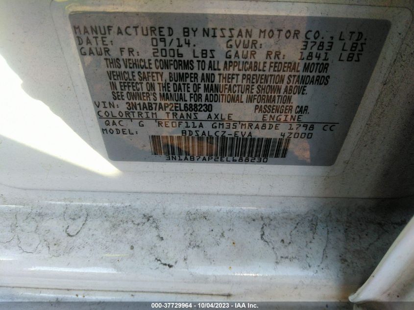 2014 NISSAN SENTRA S - 3N1AB7AP2EL688230