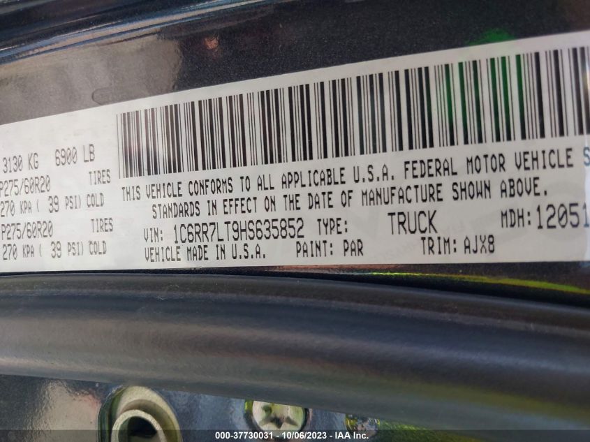 2017 RAM 1500 LONE STAR SILVER - 1C6RR7LT9HS635852