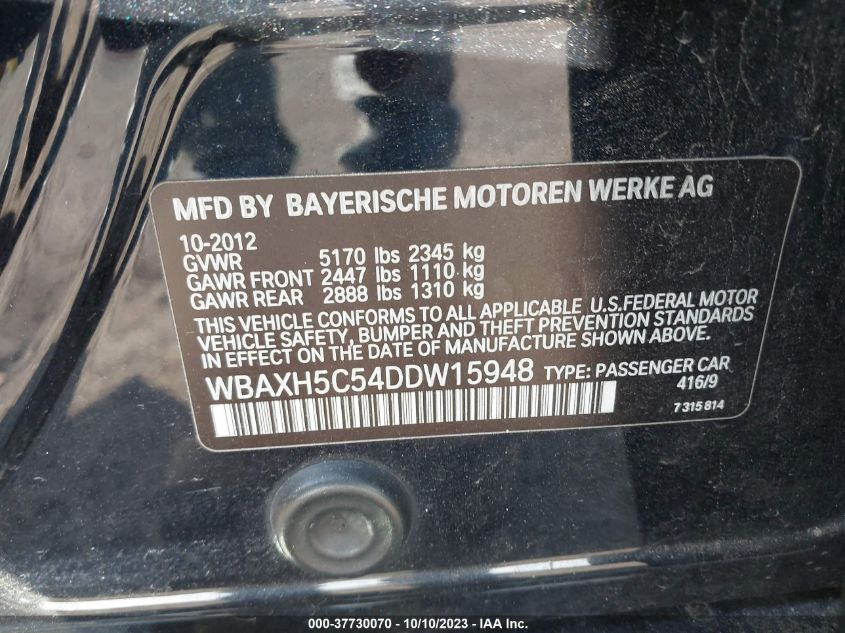 2013 BMW 5 SERIES 528I XDRIVE - WBAXH5C54DDW15948