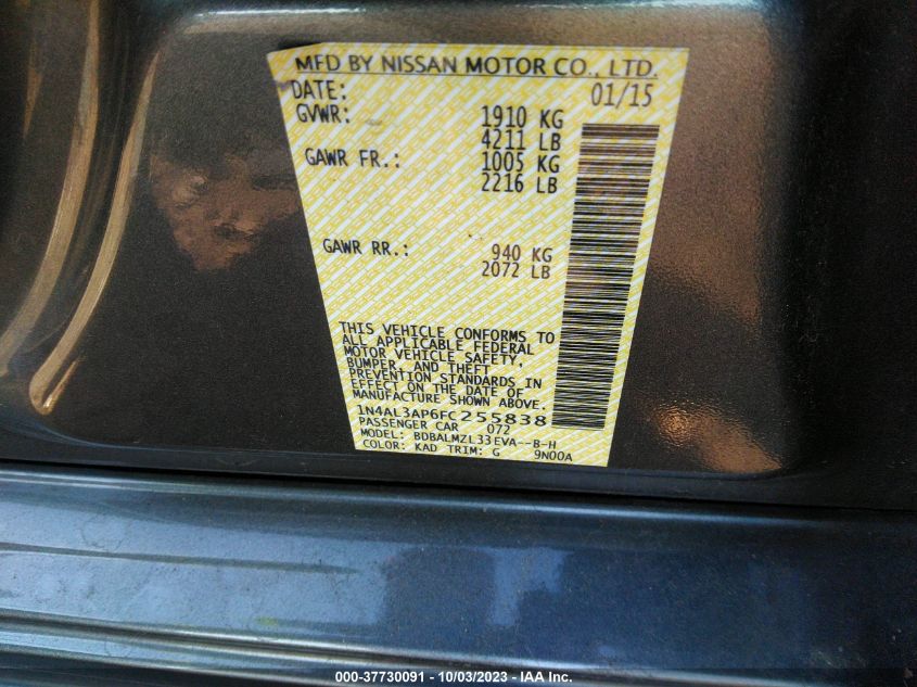 2015 NISSAN ALTIMA 2.5 SV - 1N4AL3AP6FC255838