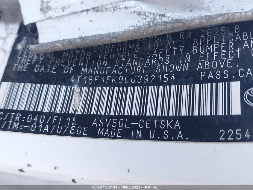 2014 TOYOTA CAMRY L/LE/XLE/SE/SE SPORT - 4T1BF1FK9EU392154