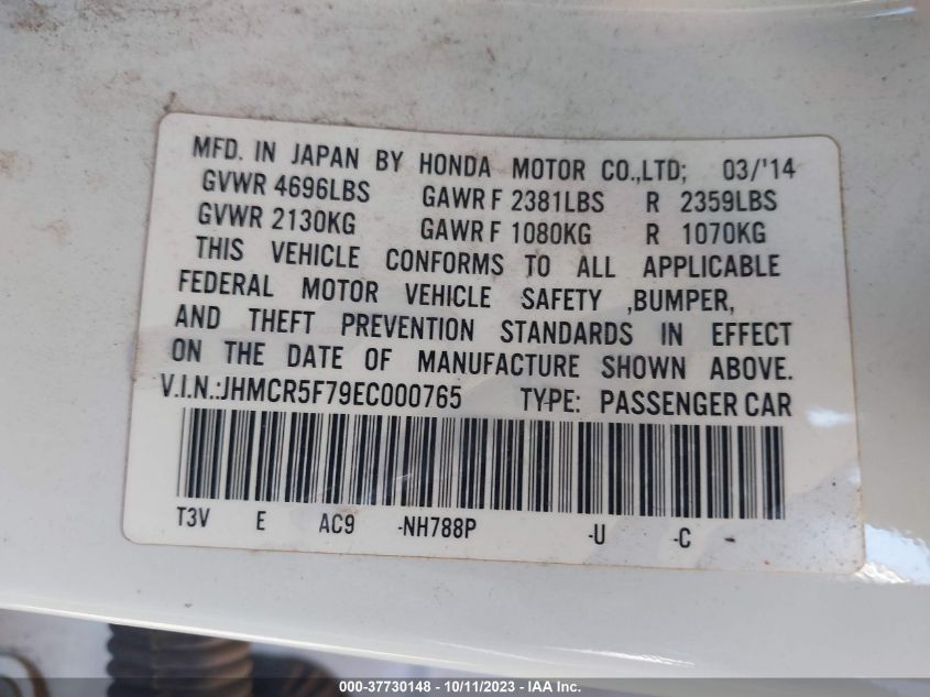 2014 HONDA ACCORD PLUG-IN HYBRID JHMCR5F79EC000765