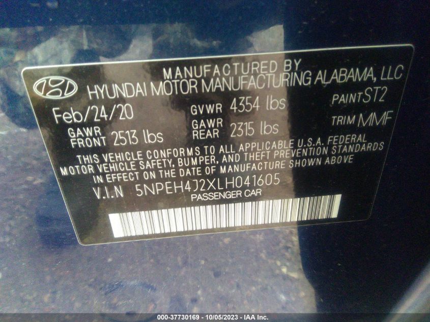 2020 HYUNDAI SONATA LIMITED - 5NPEH4J2XLH041605