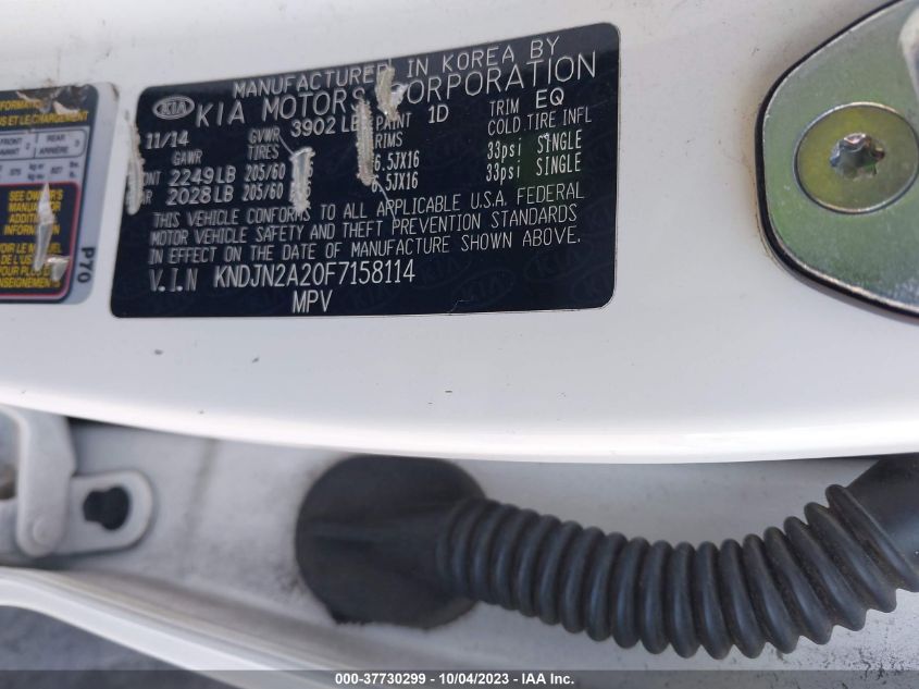 2015 KIA SOUL BASE - KNDJN2A20F7158114