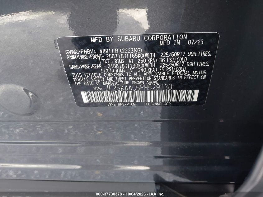 2023 SUBARU FORESTER - JF2SKAAC6PH529130