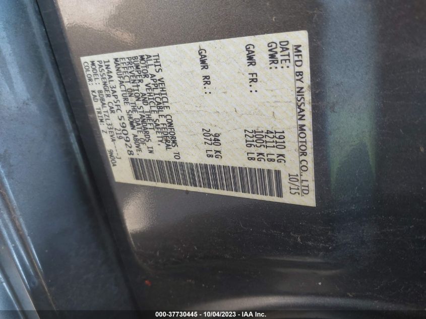 2015 NISSAN ALTIMA 2.5 SL - 1N4AL3AP5FC590928