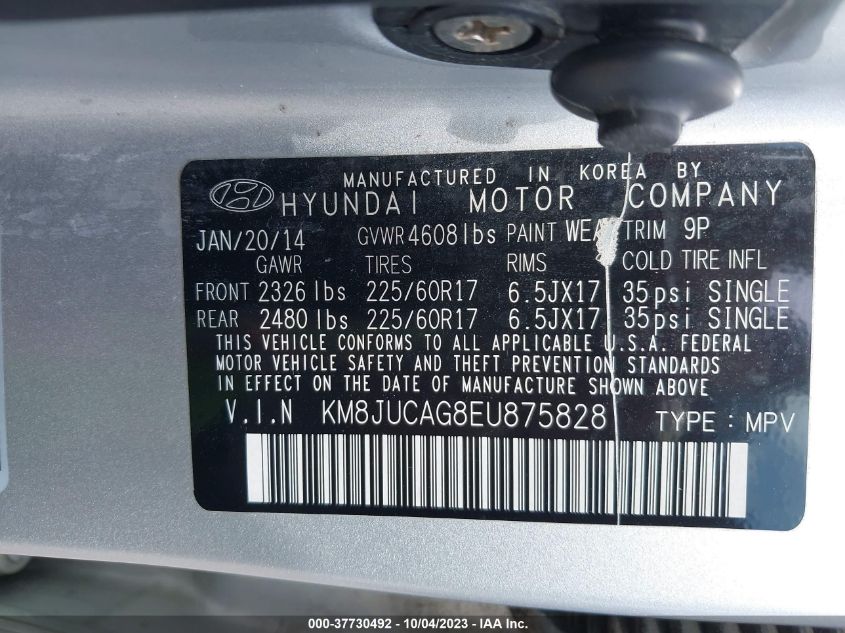 2014 HYUNDAI TUCSON GLS/LIMITED/SE - KM8JUCAG8EU875828