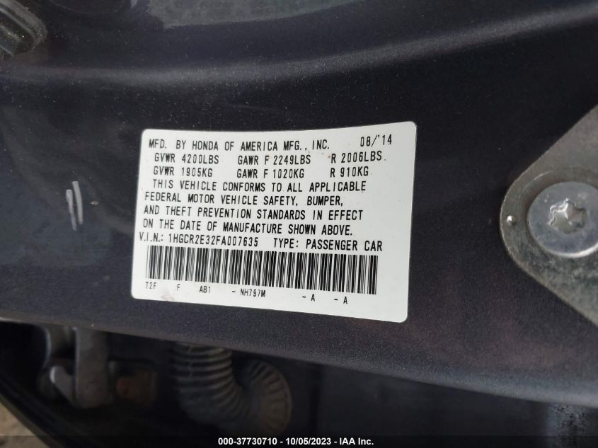 2015 HONDA ACCORD SEDAN LX - 1HGCR2E32FA007635