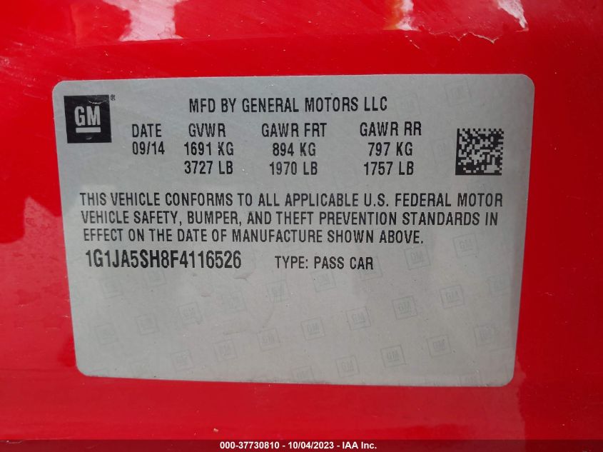 2015 CHEVROLET SONIC LS - 1G1JA5SH8F4116526