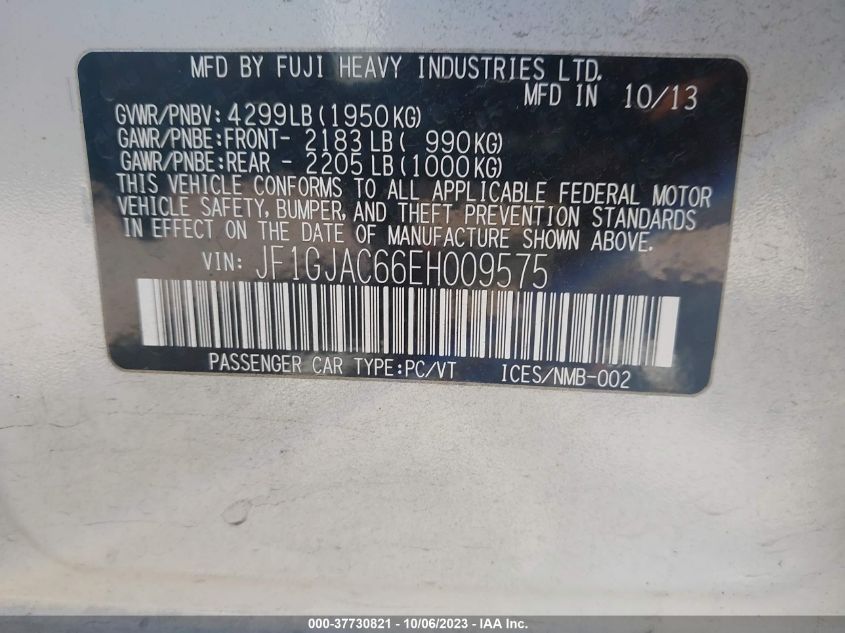 2014 SUBARU IMPREZA 2.0I PREMIUM - JF1GJAC66EH009575