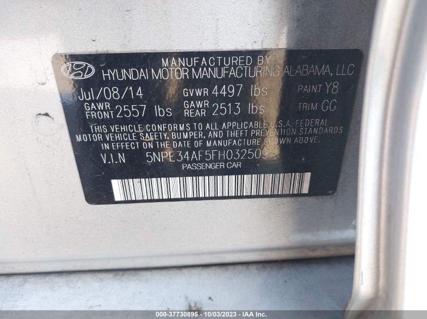 2015 HYUNDAI SONATA 2.4L SPORT - 5NPE34AF5FH032509