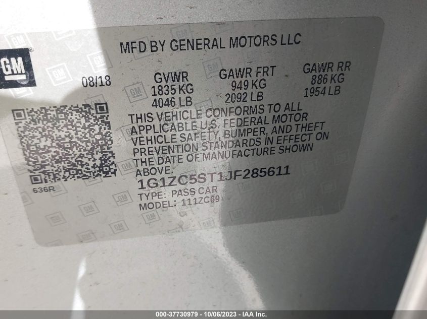 2018 CHEVROLET MALIBU LS - 1G1ZC5ST1JF285611