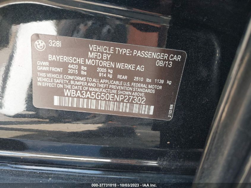 2014 BMW 328I - WBA3A5G50ENP27302