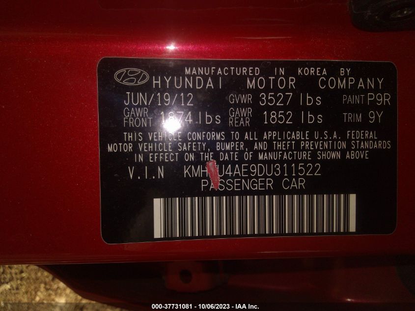 2013 HYUNDAI ACCENT GLS - KMHCU4AE9DU311522