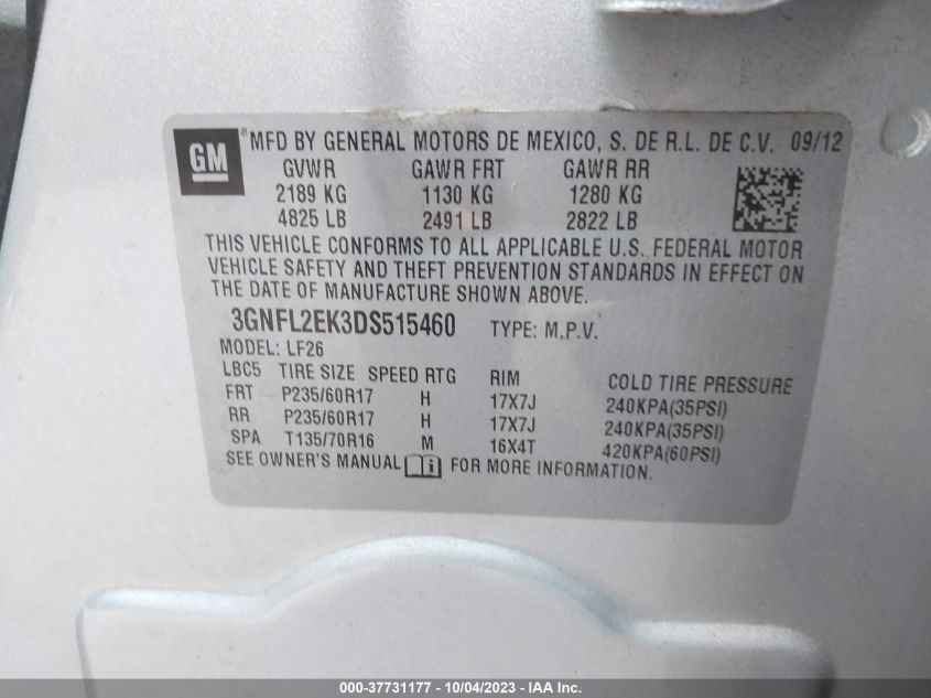2013 CHEVROLET CAPTIVA SPORT FLEET LS 3GNFL2EK3DS515460