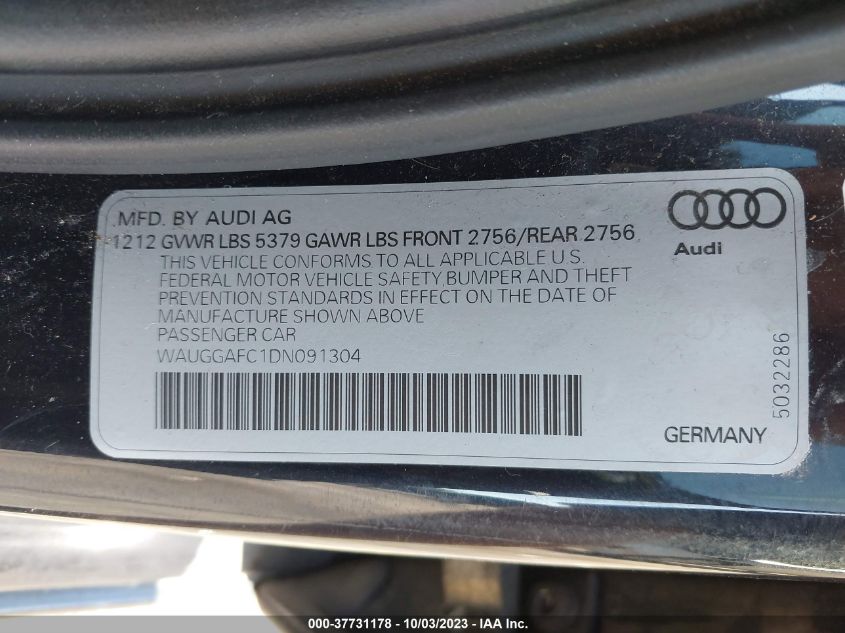 2013 AUDI A6 3.0T PREMIUM PLUS - WAUGGAFC1DN091304