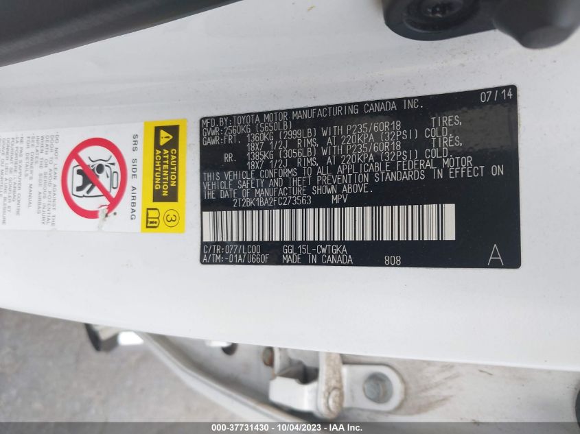 2015 LEXUS RX 350 - 2T2BK1BA2FC273563