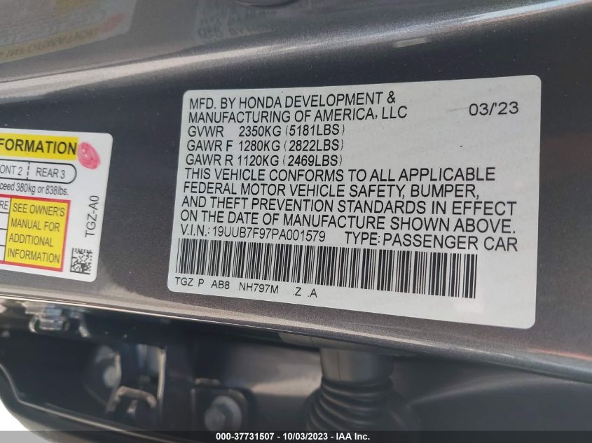 2023 ACURA TLX TYPE S - 19UUB7F97PA001579