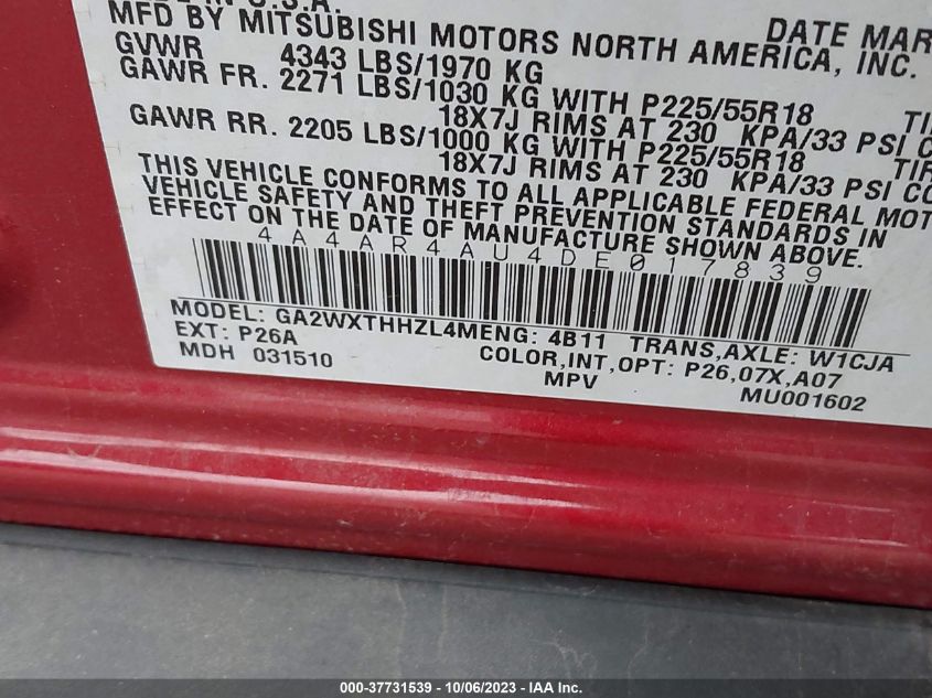 2013 MITSUBISHI OUTLANDER SPORT SE - 4A4AR4AU4DE017839