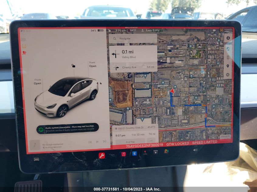 2022 TESLA MODEL Y LONG RANGE - 7SAYGDEE2NF360019