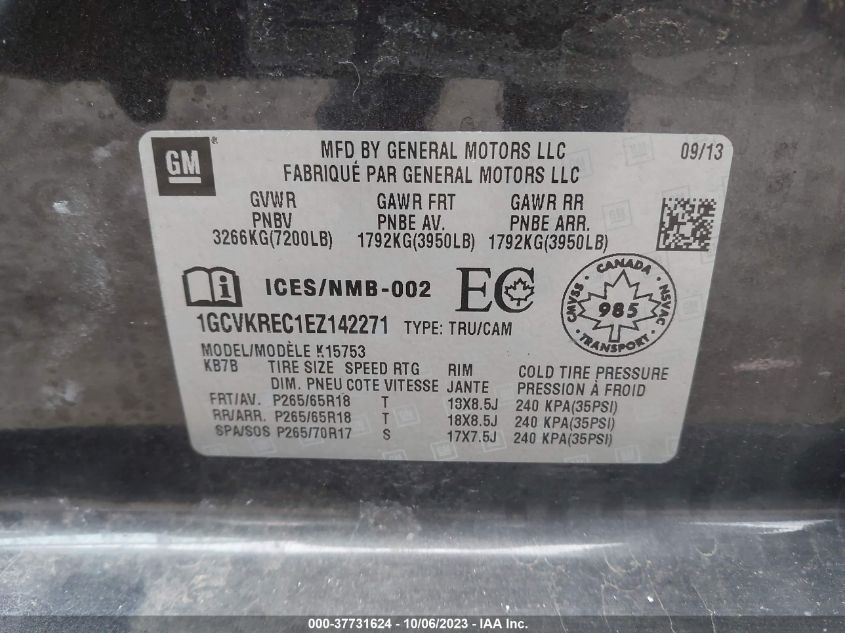2014 CHEVROLET SILVERADO 1500 LT - 1GCVKREC1EZ142271