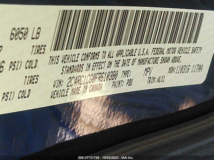 2015 CHRYSLER TOWN & COUNTRY TOURING-L - 2C4RC1CG0FR610380