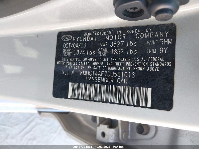2013 HYUNDAI ACCENT GLS - KMHCT4AE7DU581013