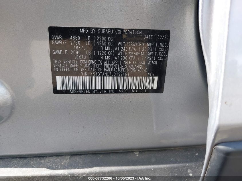 2020 SUBARU OUTBACK - 4S4BTANC713192461