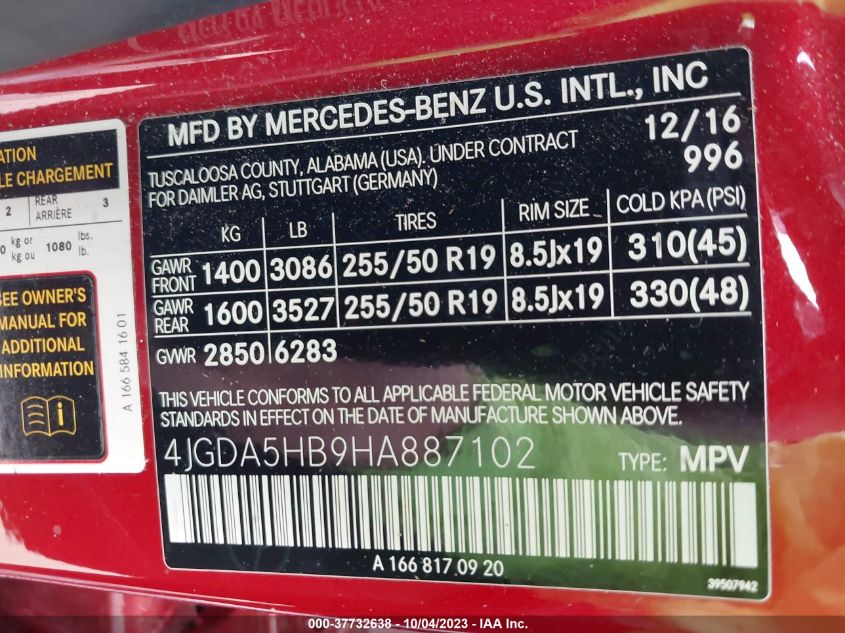 2017 MERCEDES-BENZ GLE GLE 350 4JGDA5HB9HA887102