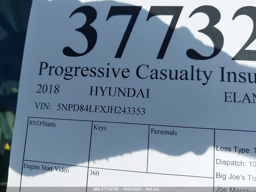 VIN 5NPD84LFXJH243353 2018 HYUNDAI ELANTRA SEL