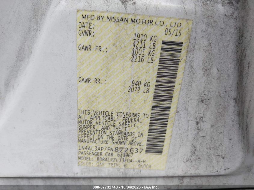 2015 NISSAN ALTIMA 2.5 SL - 1N4AL3AP7FN872637