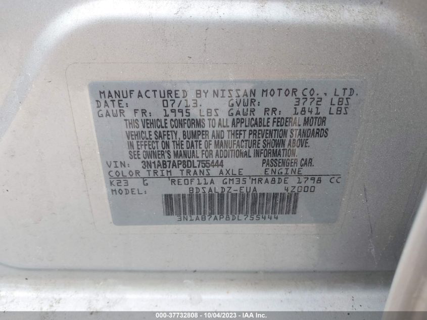 2013 NISSAN SENTRA S/SV/SR/SL - 3N1AB7AP8DL755444