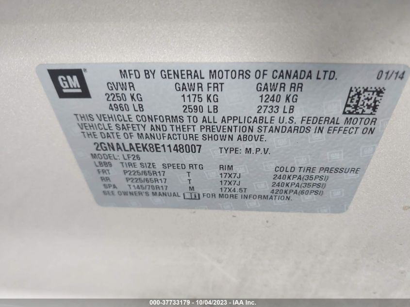 2014 CHEVROLET EQUINOX LS - 2GNALAEK8E1148007