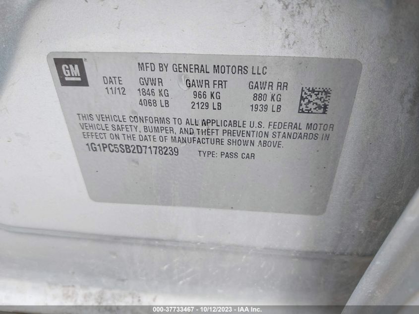 2013 CHEVROLET CRUZE 1LT - 1G1PC5SB2D7178239