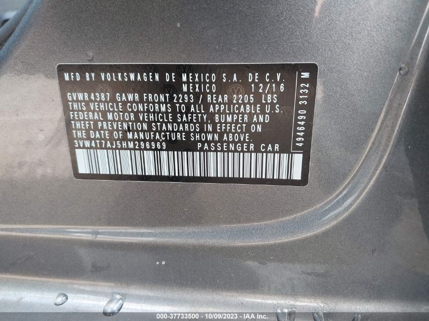 2017 VOLKSWAGEN JETTA GLI - 3VW4T7AJ5HM296969