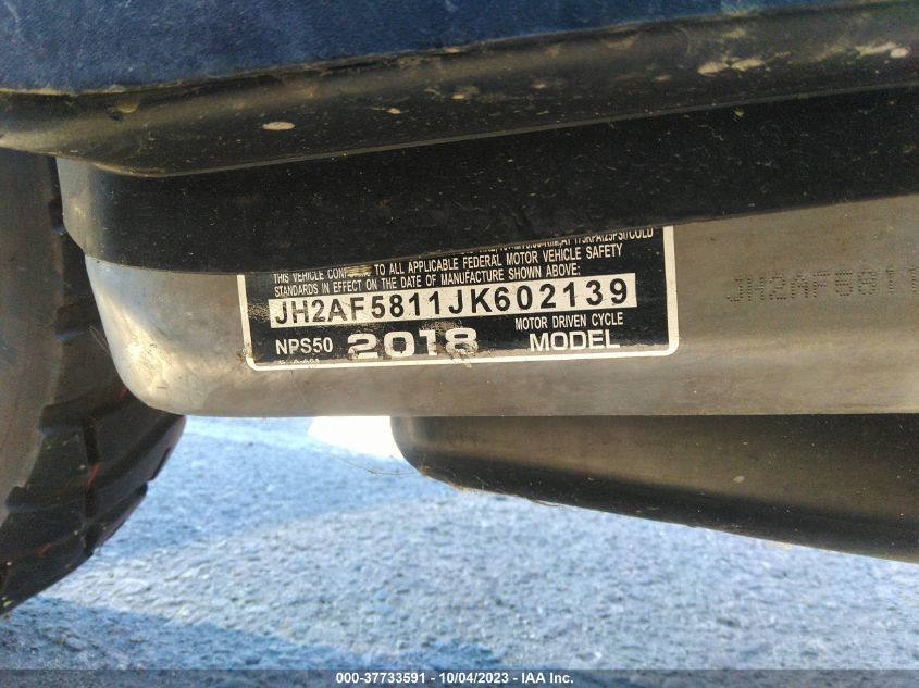 2018 HONDA NPS50 JH2AF5811JK602139