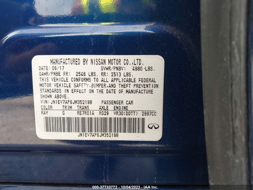 2018 INFINITI Q50 3.0T SPORT - JN1EV7AP6JM352198