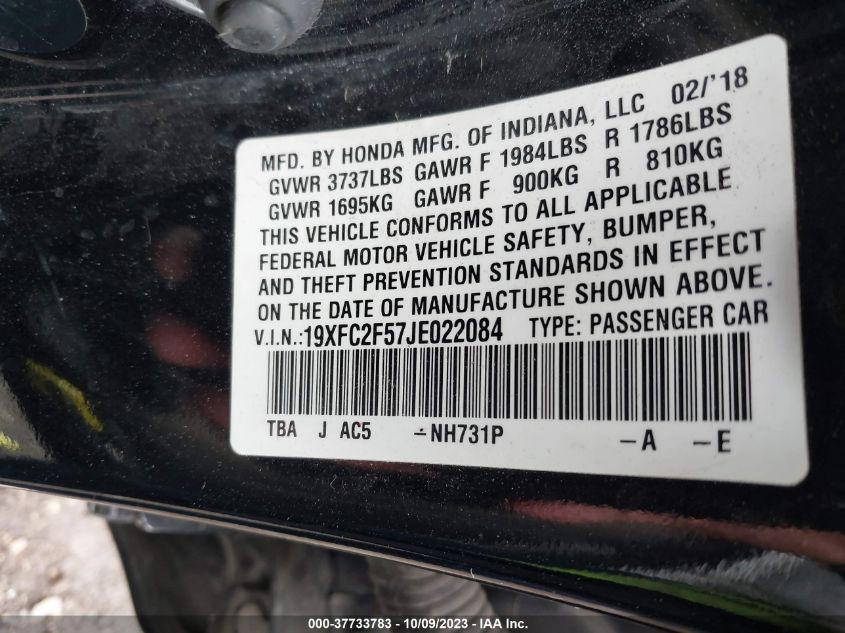2018 HONDA CIVIC SEDAN LX - 19XFC2F57JE022084
