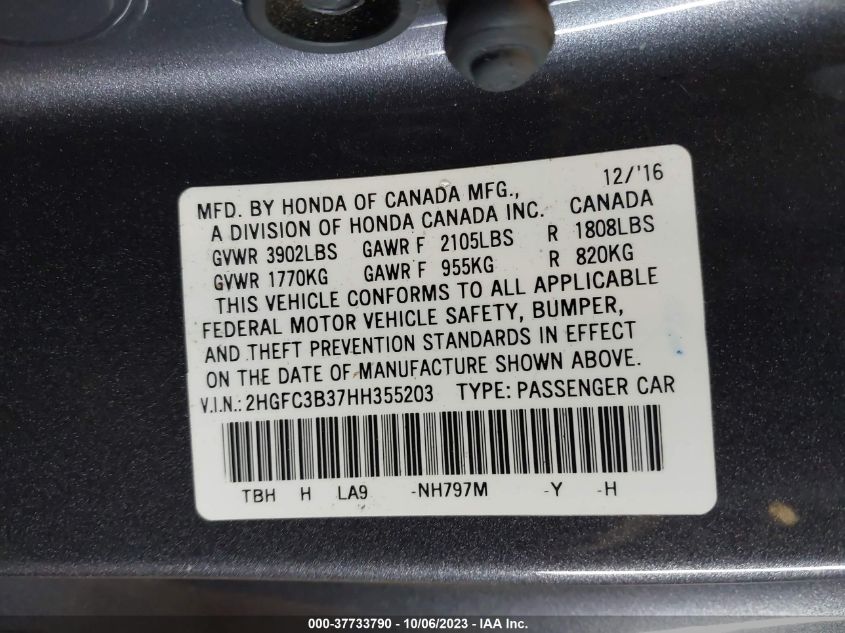 2017 HONDA CIVIC COUPE EX-T 2HGFC3B37HH355203