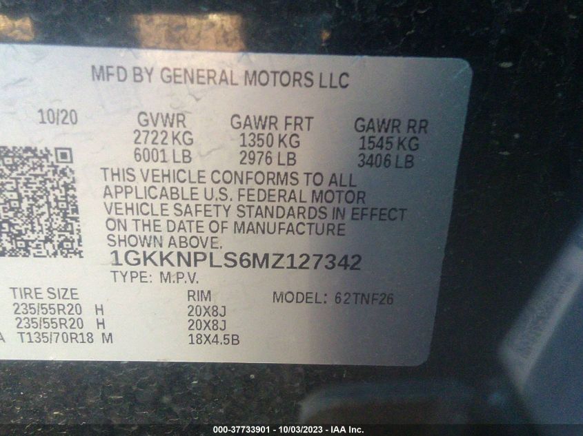 2021 GMC ACADIA FWD DENALI 1GKKNPLS6MZ127342