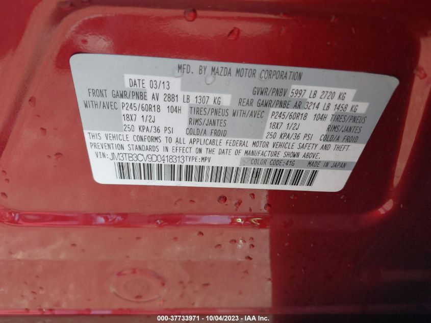 2013 MAZDA CX-9 TOURING - JM3TB3CV9D0418313