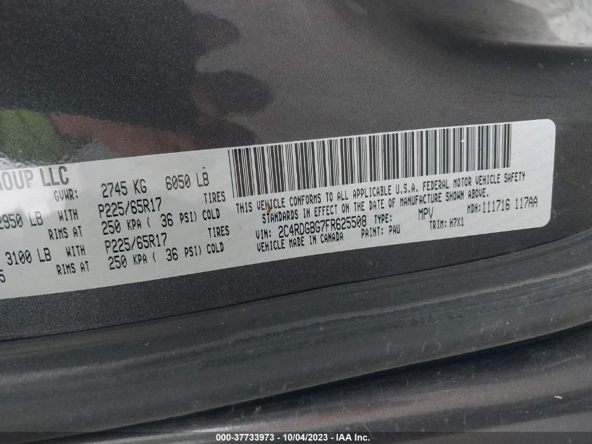2015 DODGE GRAND CARAVAN SE - 2C4RDGBG7FR625508