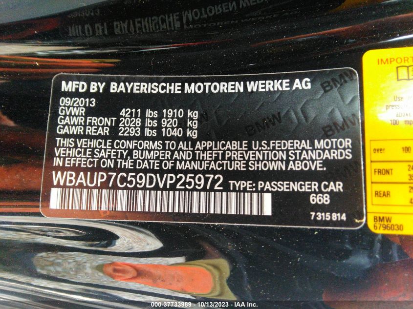 2013 BMW 128I - WBAUP7C59DVP25972